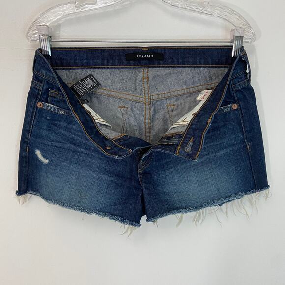 J Brand Ringer Cut Off Distress Blue Jean Shorts - Picture 3 of 8